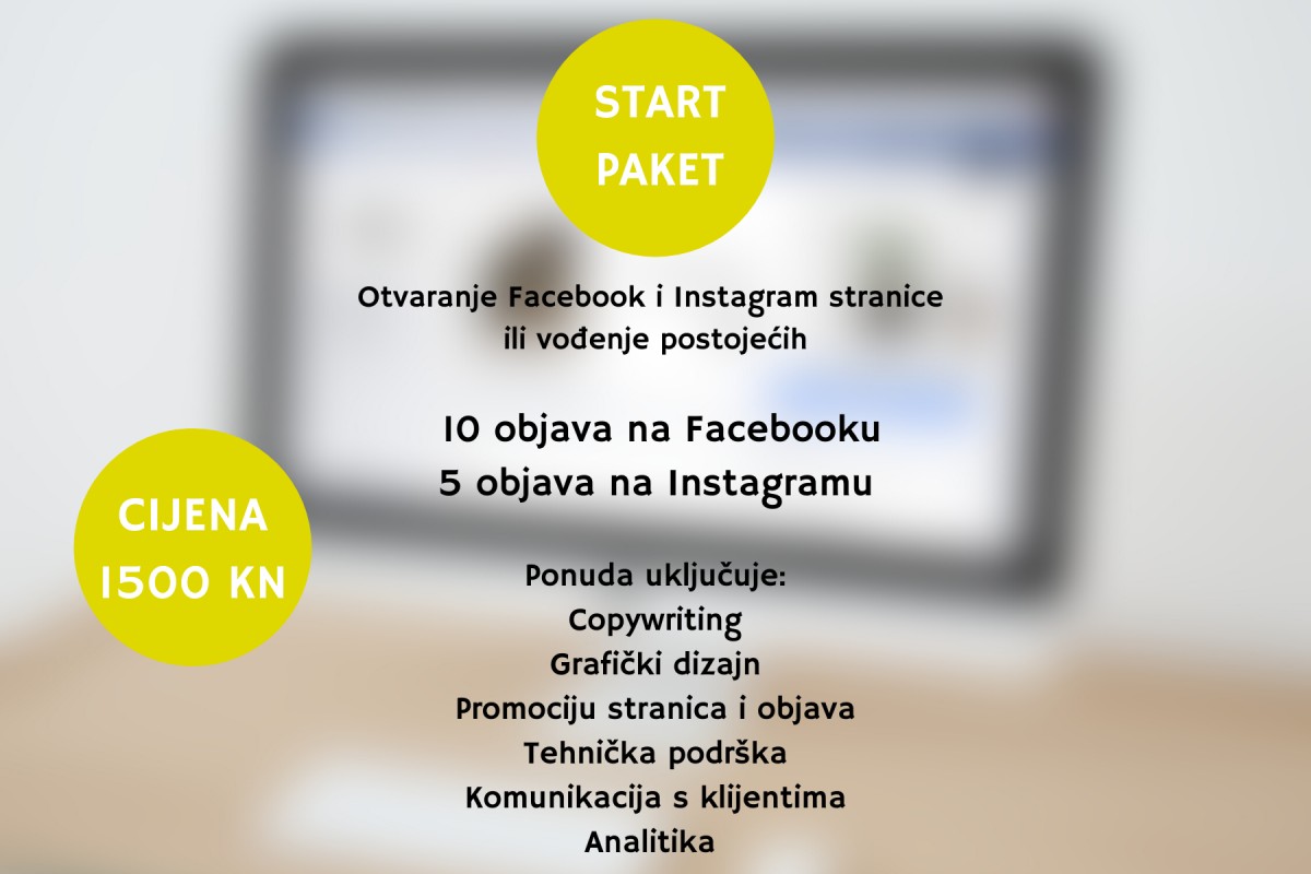 Paket START - kreni s oglašavanjem na Facebooku i Instagramu